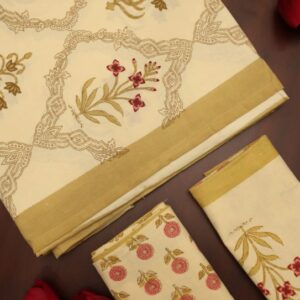 Bedsheets - King handblock IVORY RAJWADA bedsheets